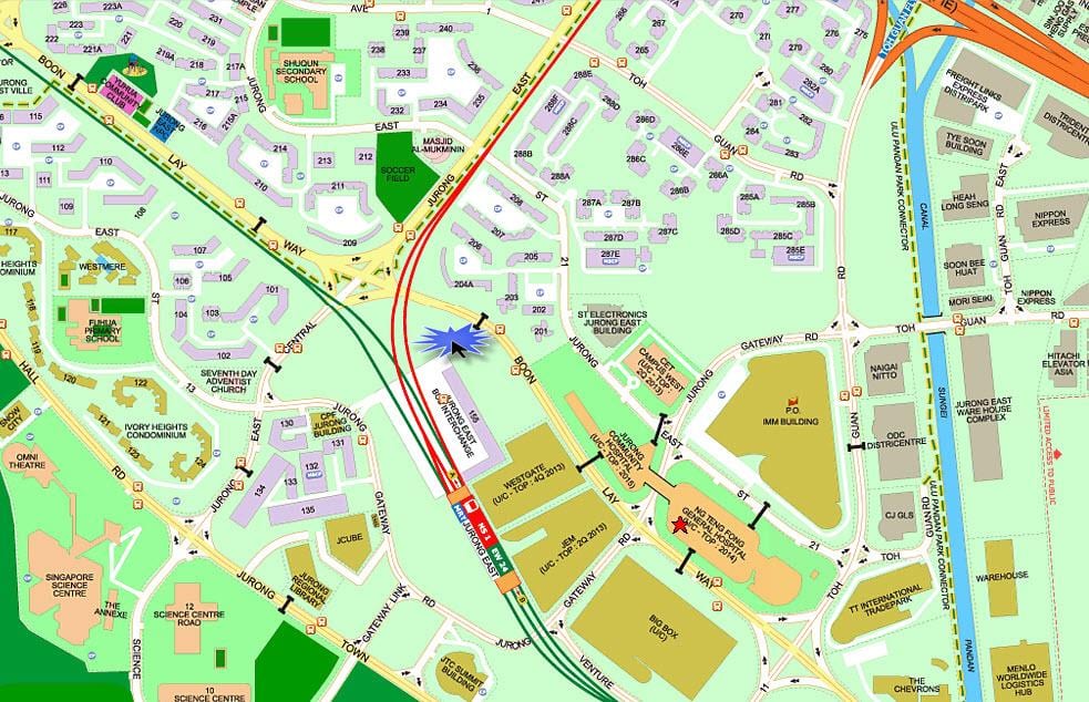 карта на Jurong Исток
