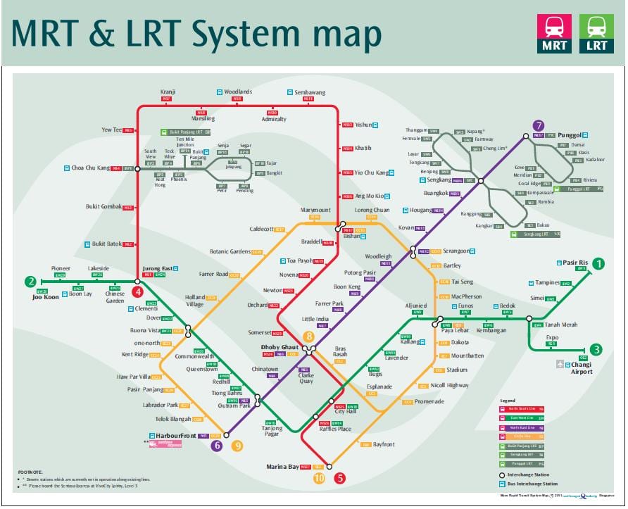 lrt маршрутата на мапата Сингапур