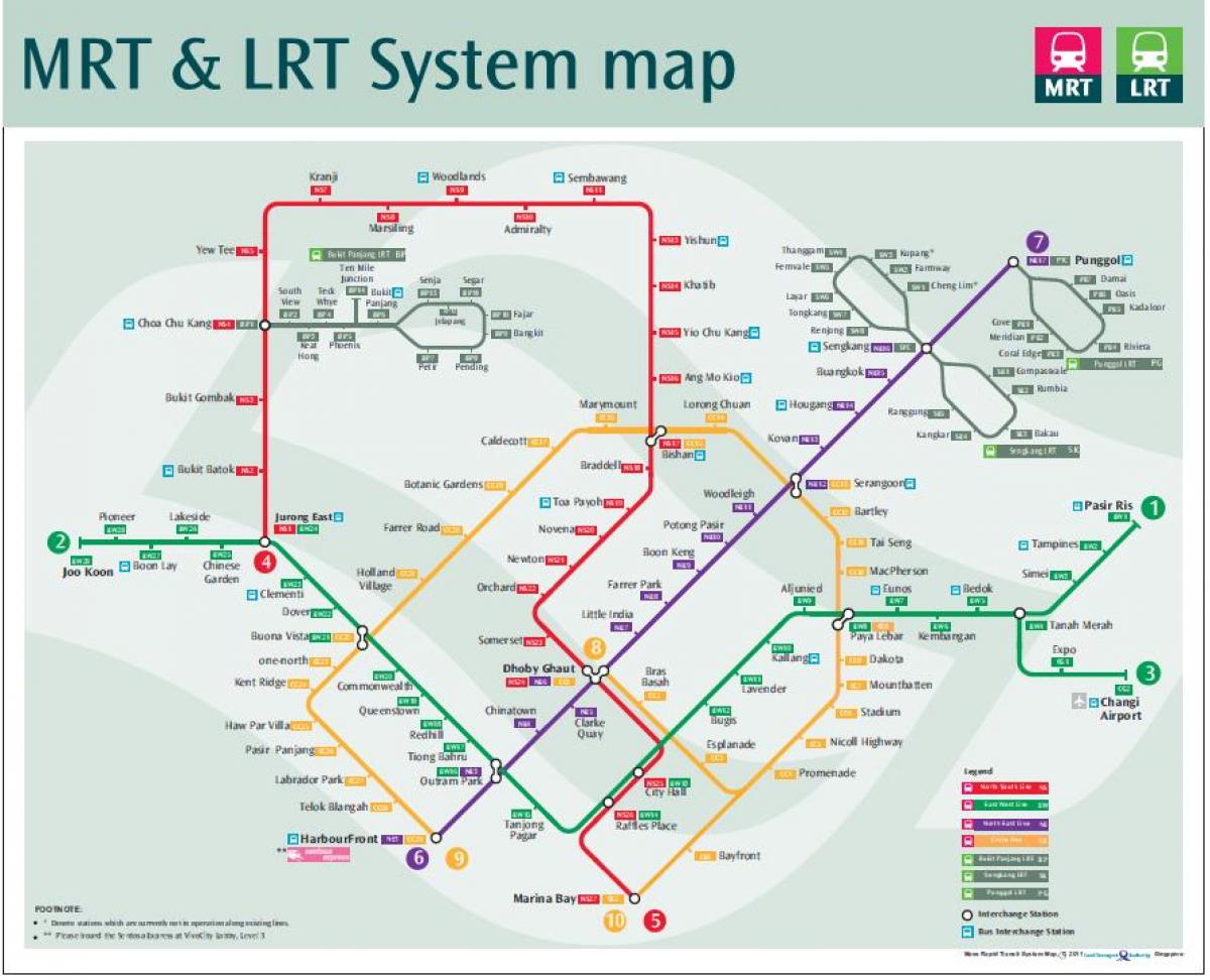 lrt маршрутата на мапата Сингапур