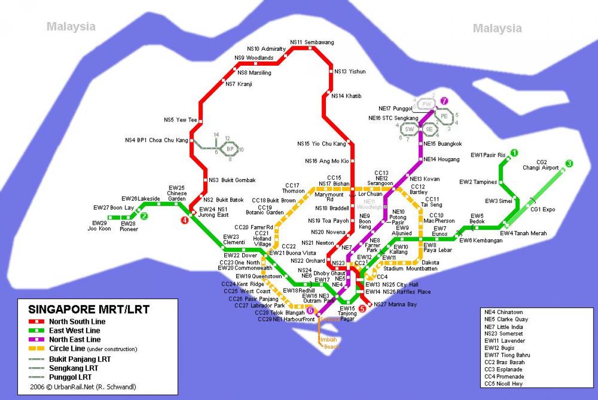 mtr маршрутата на мапата Сингапур
