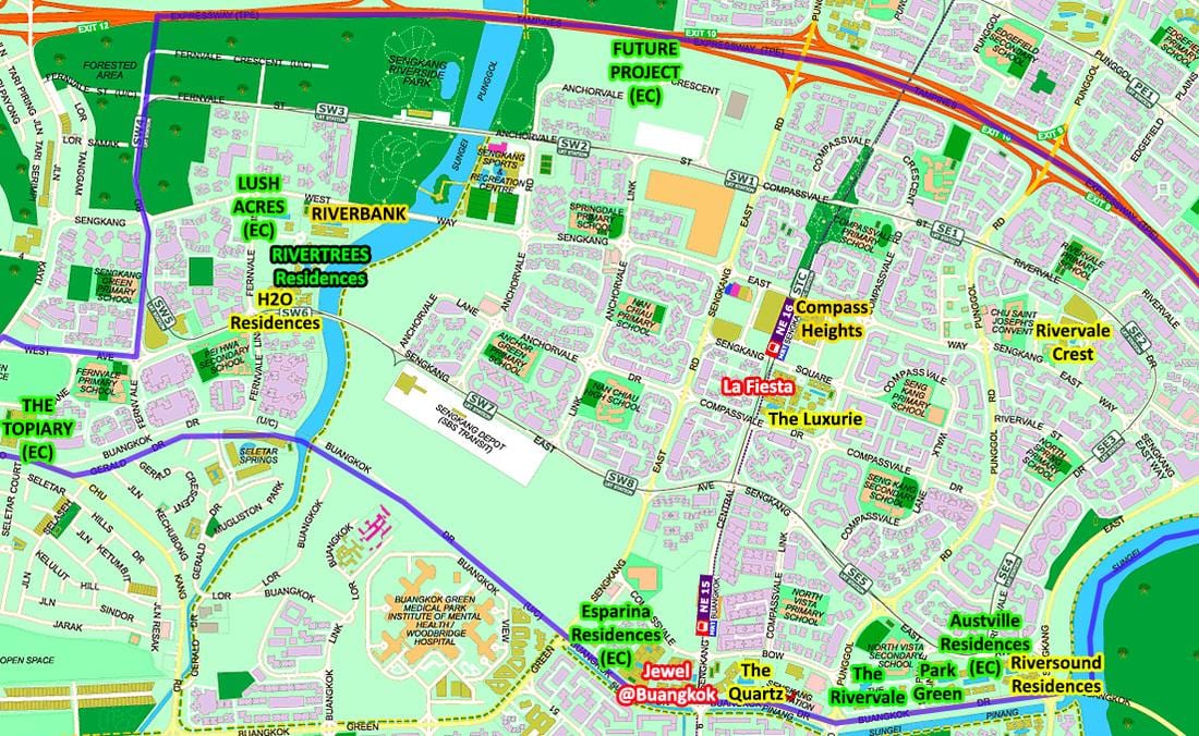 карта на Sengkang Сингапур