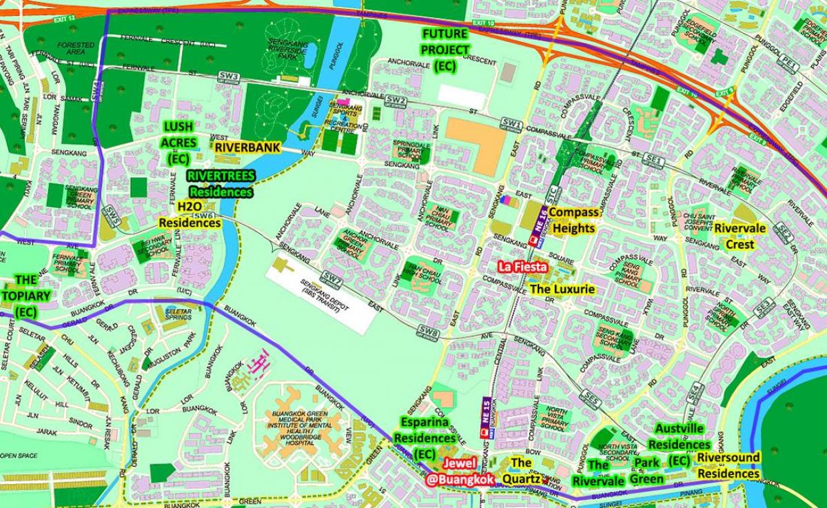 карта на Sengkang Сингапур
