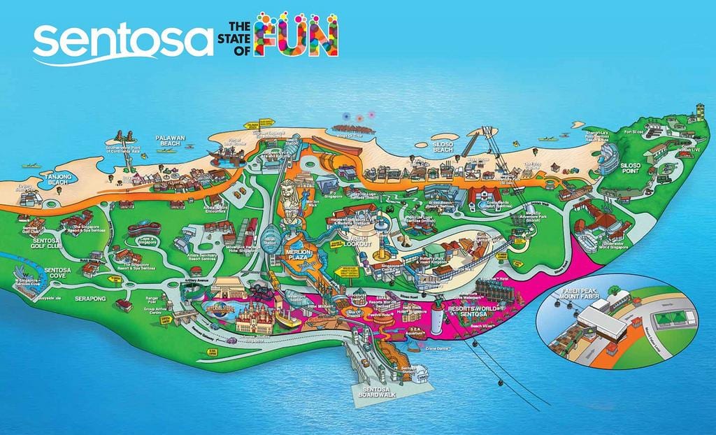 карта на островот sentosa