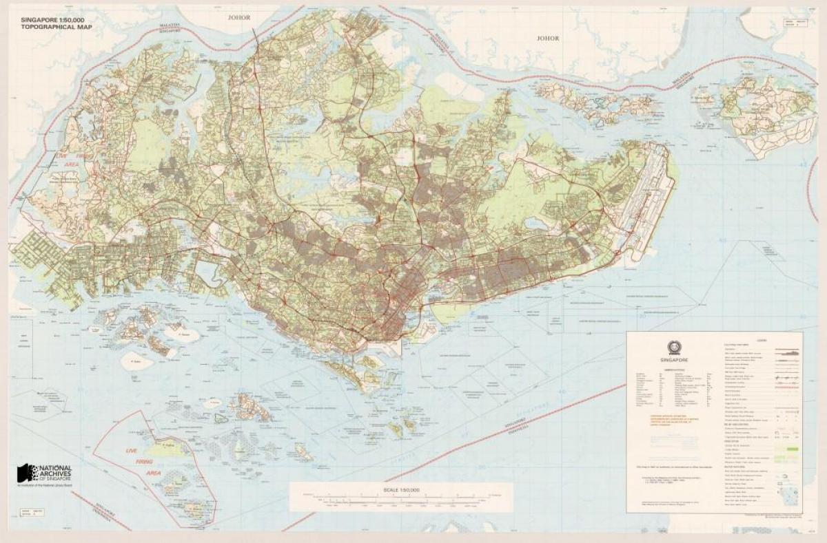 карта на Сингапур топографски