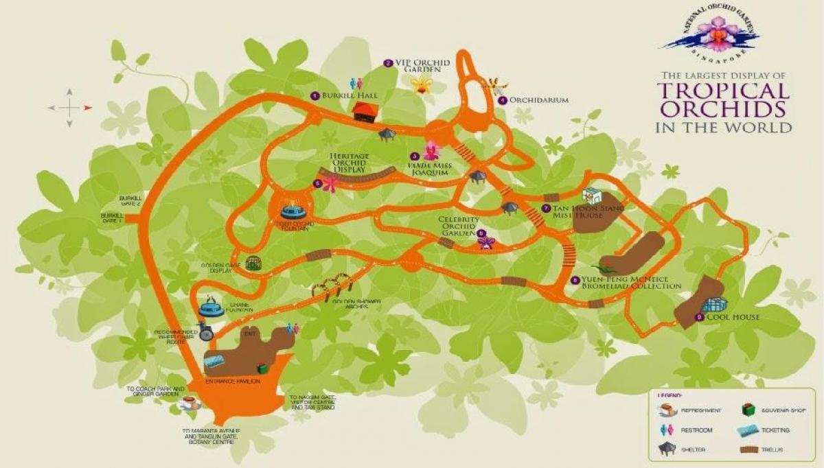 Сингапур ботаничкиот градини мапа