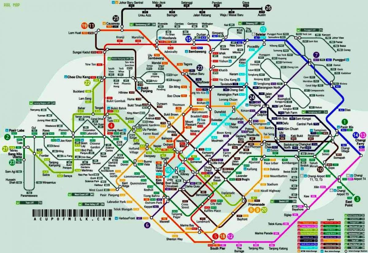 мрт маршрутата на мапата Сингапур