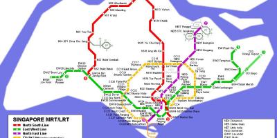 Mtr маршрутата на мапата Сингапур